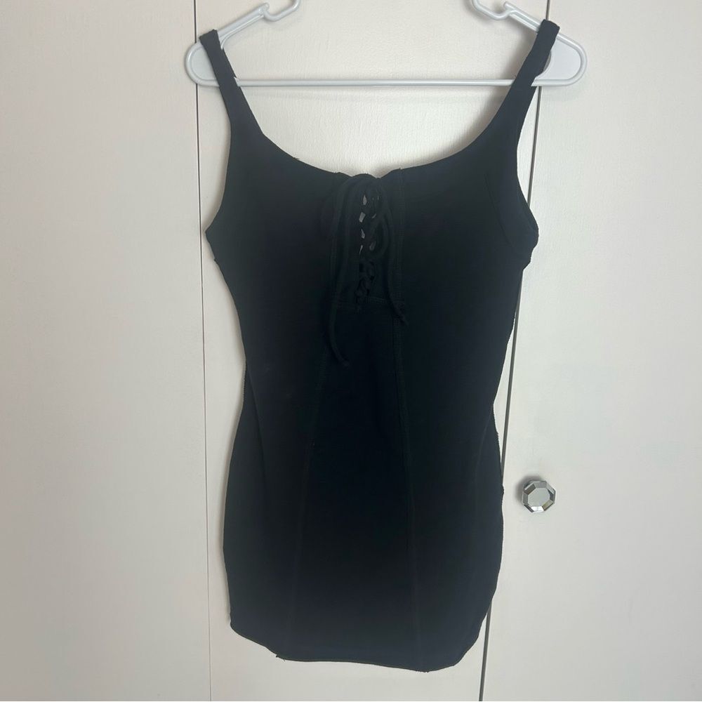 Free People Little Black Dress Corset Bodycon Lace Up Size Small
